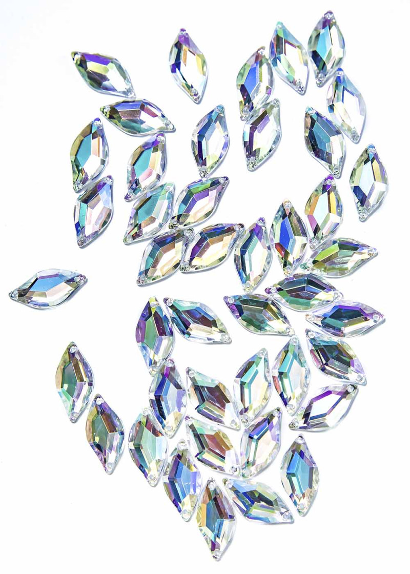 Sew on acrylic rhinestone Elizabeth LEAF 20 Crystal AB