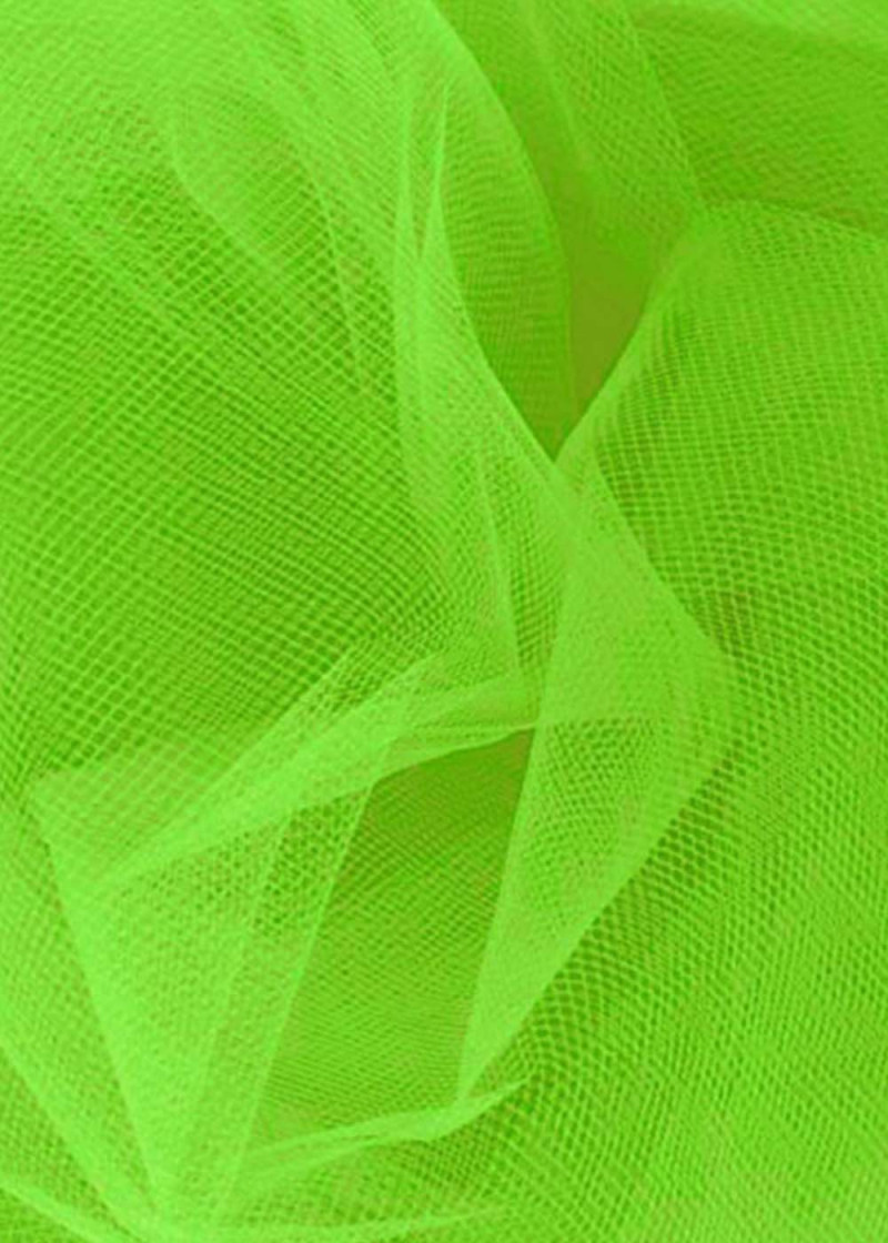 Semi stiff tulle 100%nylon, fluorescent green, 1.5m