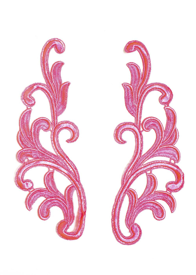 Lace motif SERENA 100%polyamide, flamingo, 19x7cm