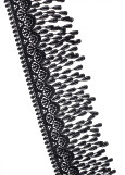 Lace fringe TINA 100%polyester, black, 9cm