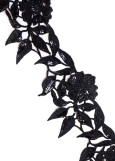 Sequin lace ribbon CHLOE 100%polyester, black, 12cm