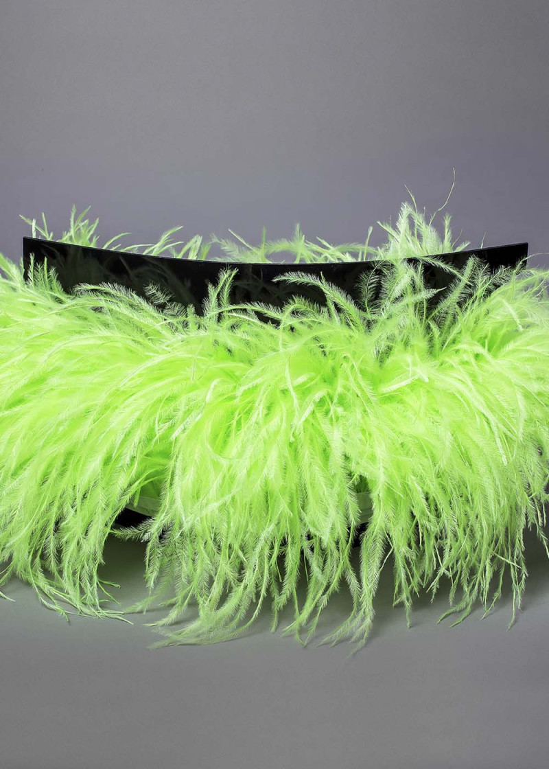 Ostrich feather fringe feathers, lime green, 15cm