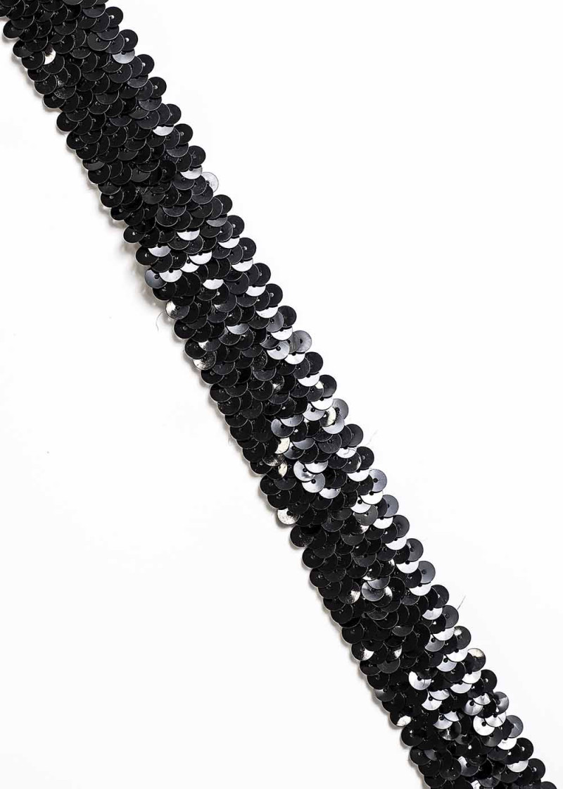 Braid with sequins 100%polyester, black, 3cm