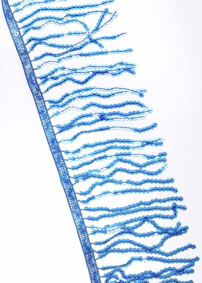 Sequin dance fringe turquoise, 15cm