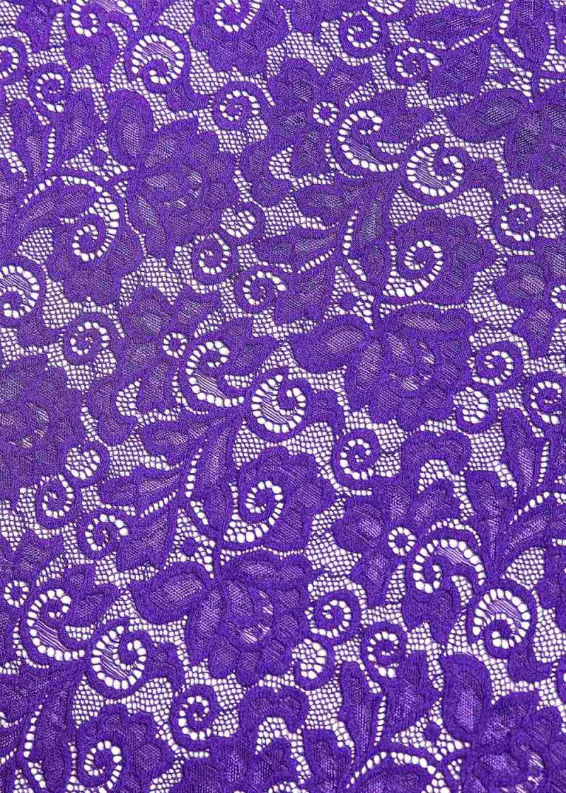 Stretch lace TIFFANY 60%polyamide, 40%elastane, dark violet, 1.4m