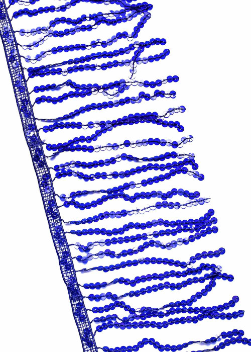 Пайеточная танцевальная бахрома синий, 15cm