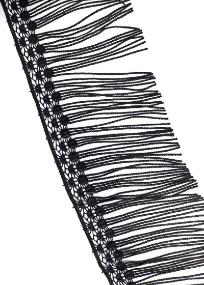 Lace fringe JIL 100%polyester, black, 13cm