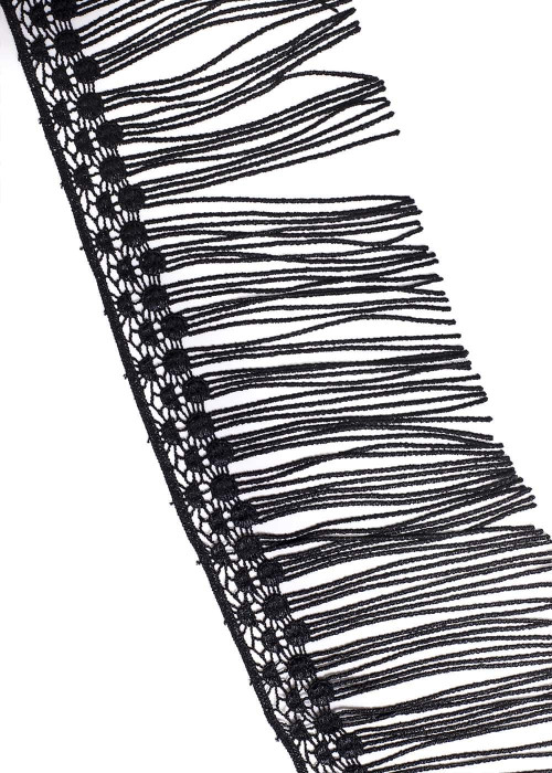 Lace fringe JIL 100%polyester, black, 13cm