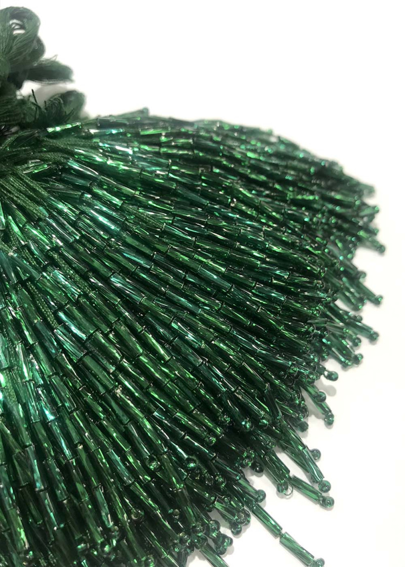 Twisted bead droppers glass, Emerald, 7cm