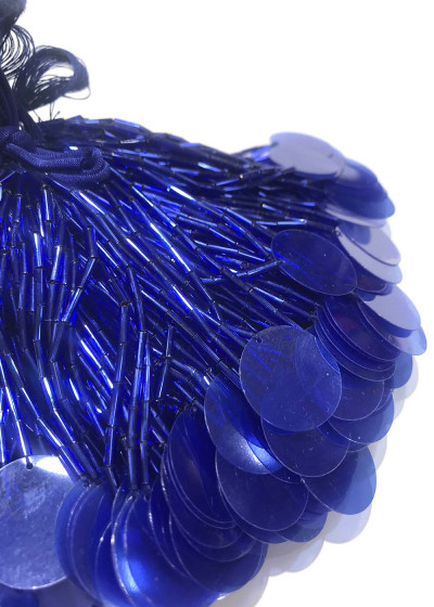 Bead droppers with round sequins glass, Cobalt, 8cm