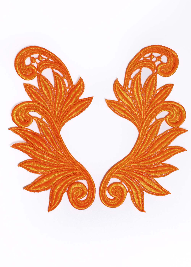 Lace motif BRIDGET 100%polyamide, orange, 15х8cm