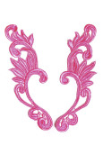 Lace motif BRITTANY 100%polyamide, flamingo, 21x6,5cm