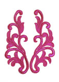 Lace motif SERENA 100%polyamide, fuchsia, 19x7cm