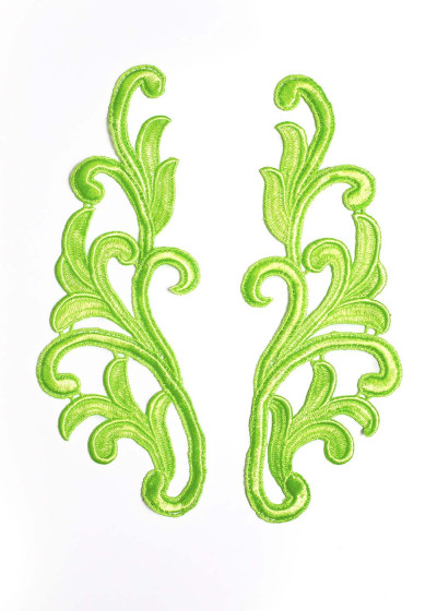 Lace motif SERENA 100%polyamide, lime green, 19x7cm