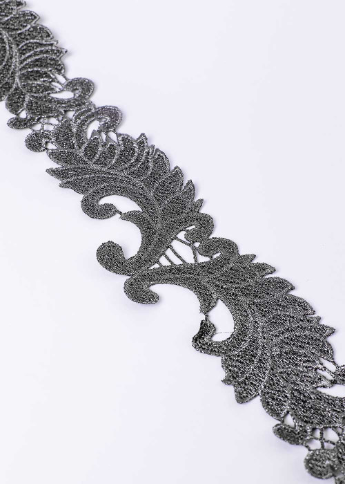 Lace ribbon AMINA 100%polyester, Silver, 7cm