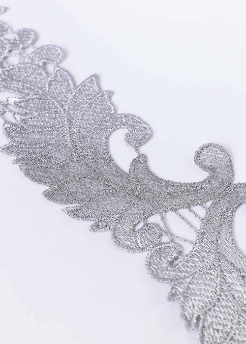 Lace ribbon AMINA 100%polyester, Silver, 7cm