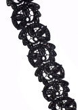 Sequin lace ribbon BERTA 100%polyester, black, 7cm