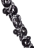 Sequin lace ribbon REBECCA 100%polyester, black, 7,5cm