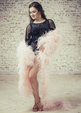 Ostrich lux 3 ply boa feathers, flamingo, 1.8m