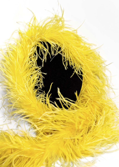 Ostrich lux 3 ply boa feathers, yellow, 1.8m