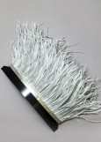 Ostrich feather fringe feathers, blue silver, 15cm