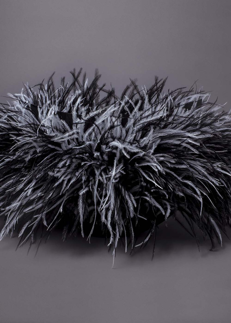 Ostrich feather fringe feathers, black+white, 15cm