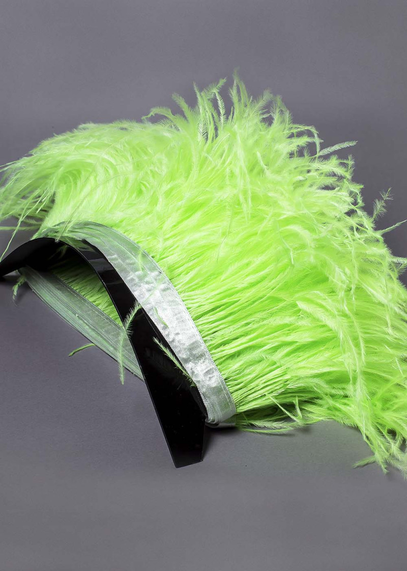 Ostrich feather fringe feathers, lime green, 15cm