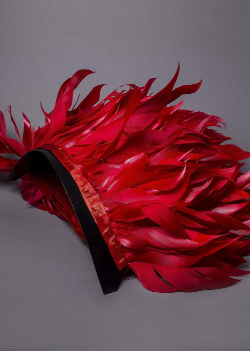 Goose feathers Twisted feathers, red, 15cm