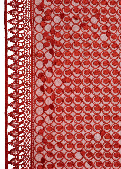 Guipure lace DINARA 100%polyester, red poppy, 1.3m