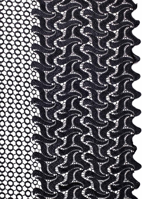 Guipure lace GRETTA 100%polyester, black, 1.25m