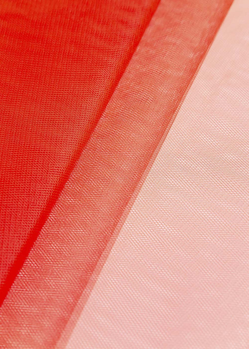 Semi stiff tulle 100%nylon, fluorescent tangerine, 1.5m