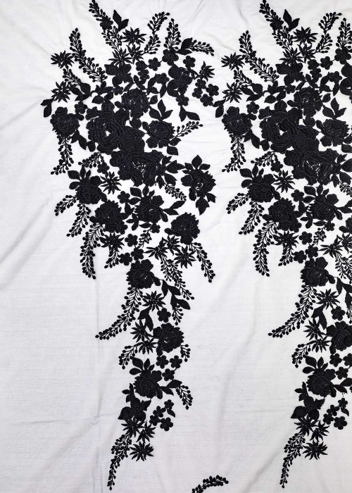 Fatin with decor ELEANOR 100%polyester, black, 1.5m