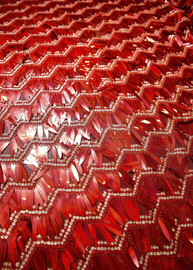 Sequin on net EMELLY 60%polyamide, 40%elastane, red, 1.2m