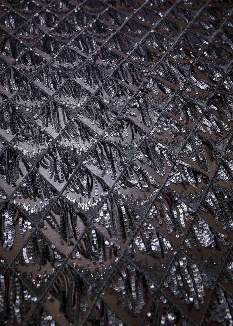 Sequin on net PAMELA 60%polyamide, 40%elastane, black, 1.3m