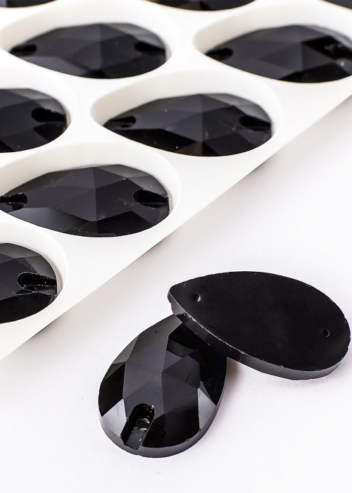 Sew on rhinestones Elizabeth DROP 28 Jet Hematite