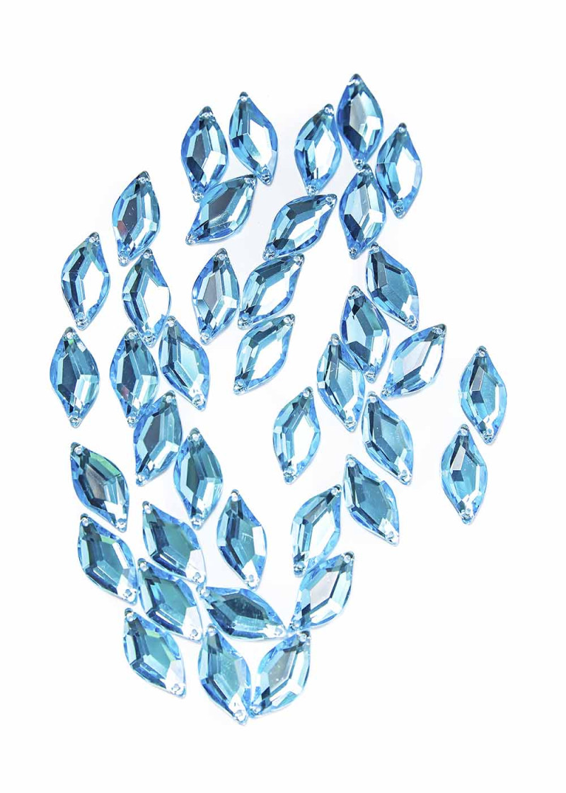 Sew on acrylic rhinestone Elizabeth LEAF 20 Aquamarine