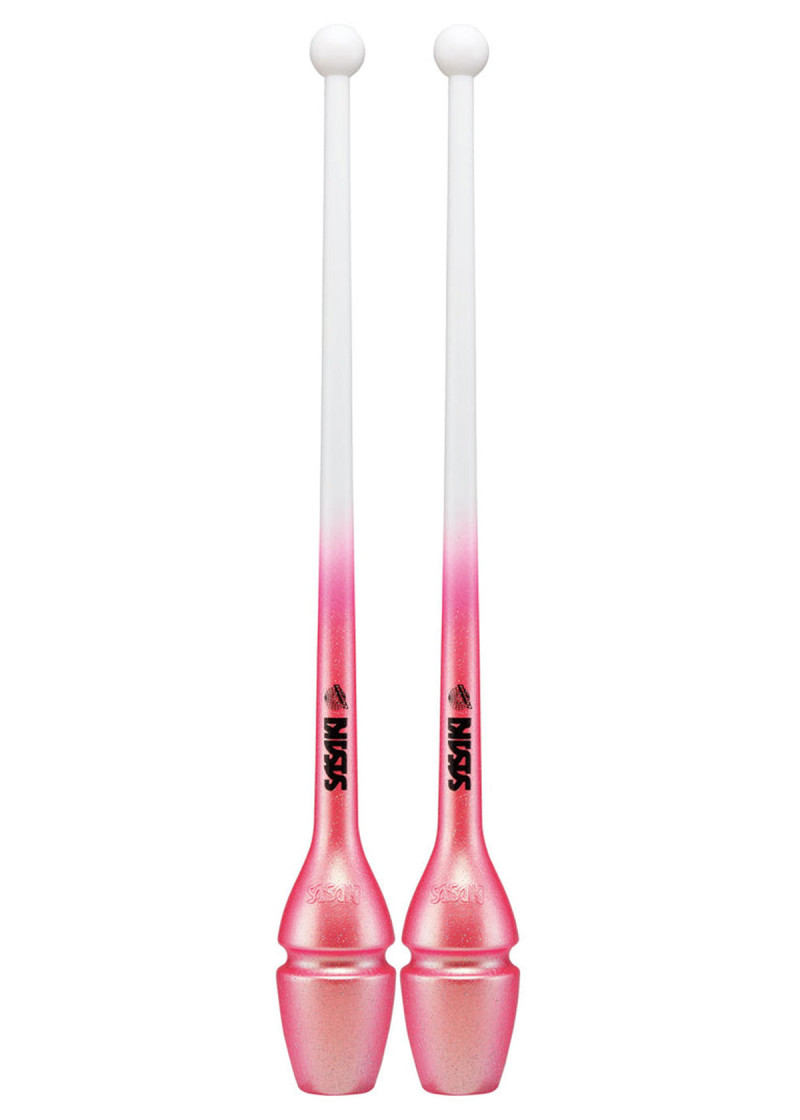 Clubs for gymnastics SASAKI NEW FIG M-34GH, 44cm rubber, White × CherryPink (WxCYP), 44cm, 150g